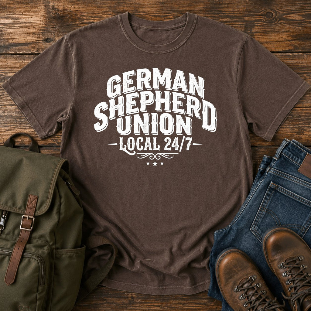 German Shepherd union typography t-shirt design with Local 24/7 slogan