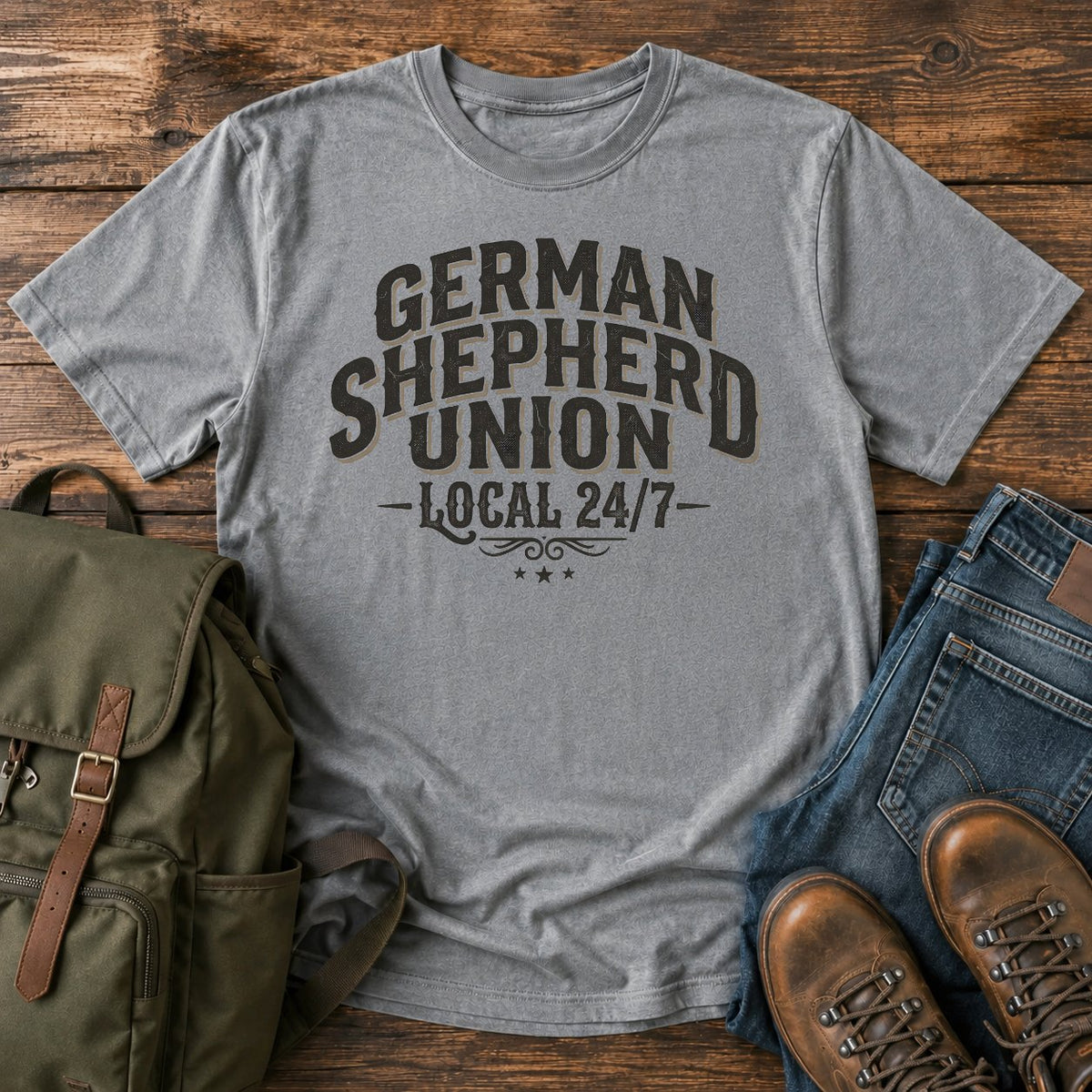 German Shepherd union typography t-shirt design with Local 24/7 slogan