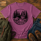 German Shepherd forest trail scene t-shirt design