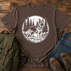 German Shepherd forest trail scene t-shirt design
