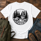 German Shepherd forest trail scene t-shirt design