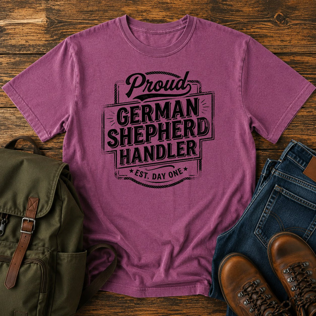 German Shepherd handler t-shirt design with bold retro text lettering