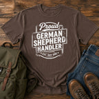 German Shepherd handler t-shirt design with bold retro text lettering