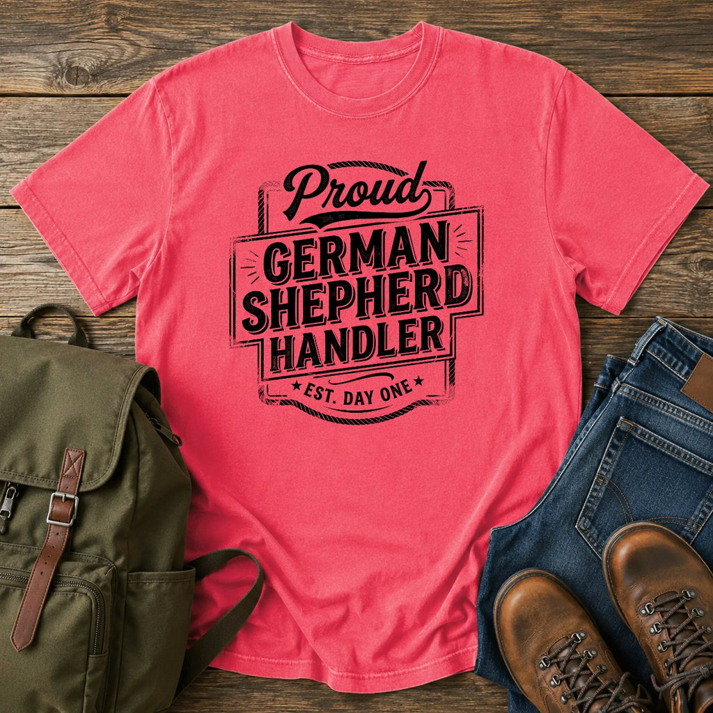 German Shepherd handler t-shirt design with bold retro text lettering