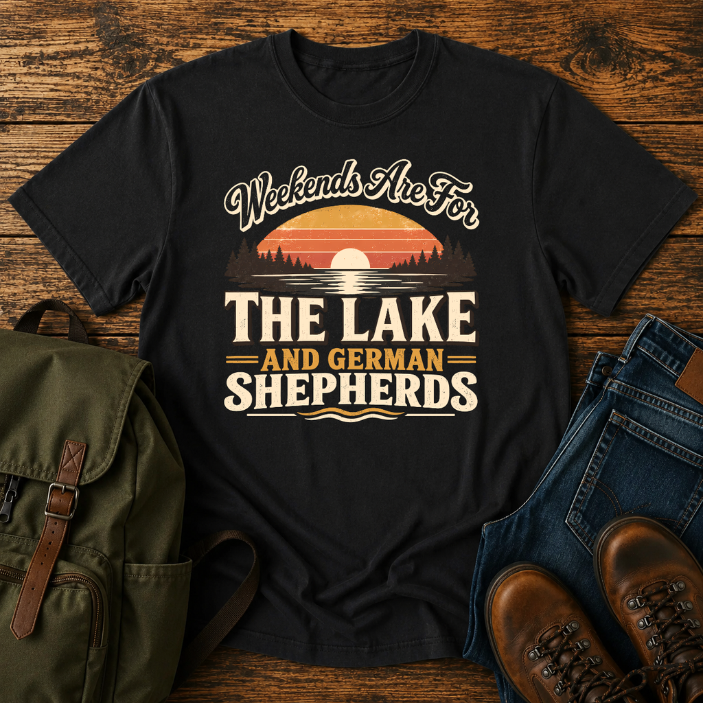 German Shepherd lake weekends paddling dog on a t-shirt design