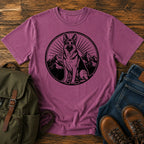 German Shepherd mountain crest emblem t-shirt design