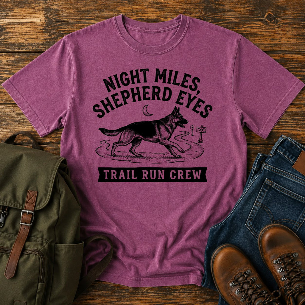German Shepherd night miles trail running dog on a t-shirt design