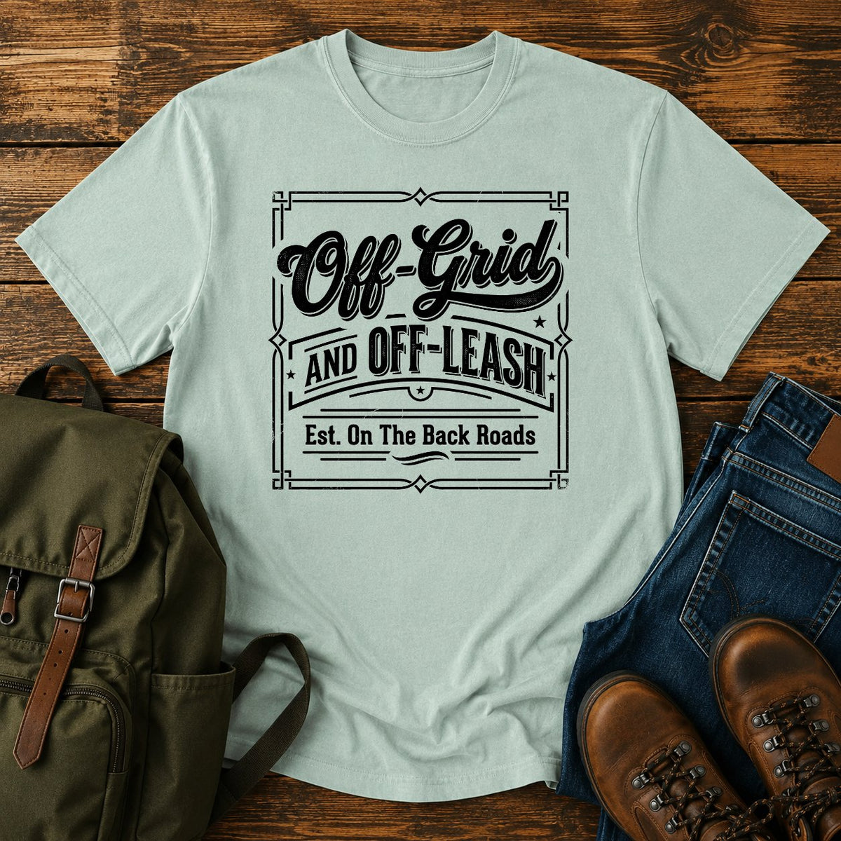 German Shepherd off-grid slogan t-shirt design