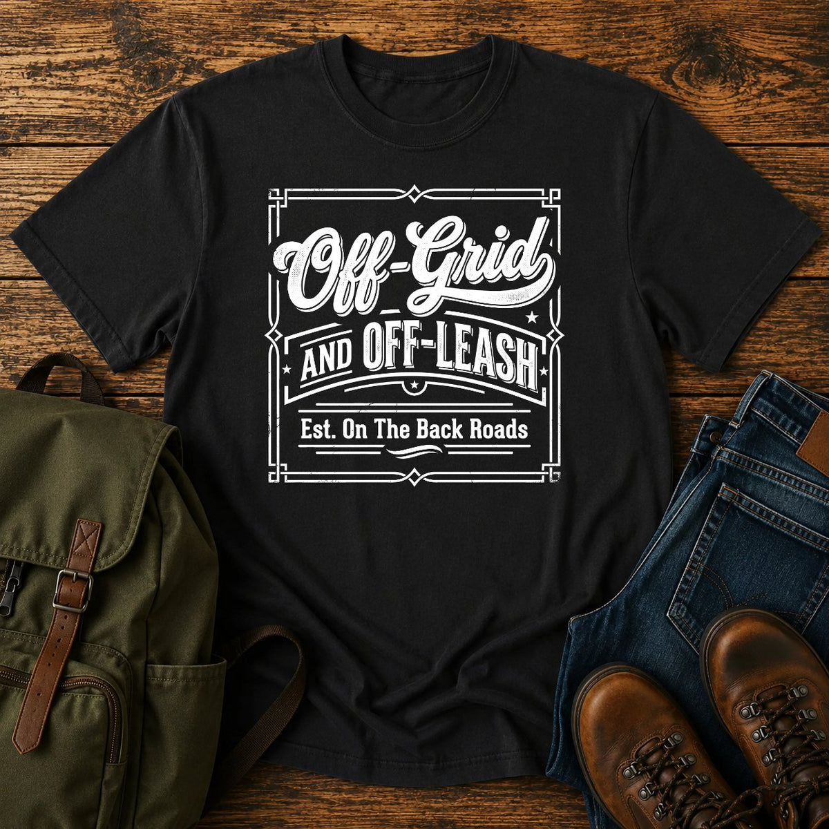 German Shepherd off-grid slogan t-shirt design