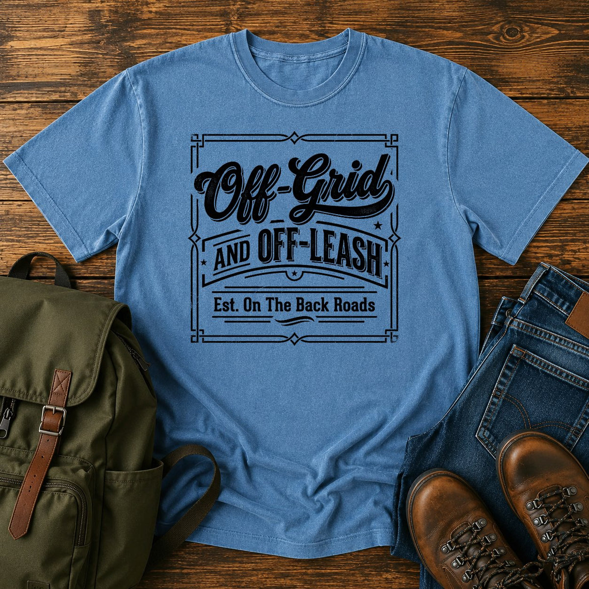 German Shepherd off-grid slogan t-shirt design