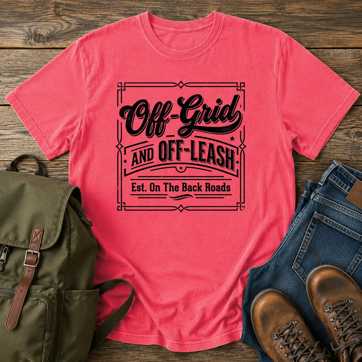 German Shepherd off-grid slogan t-shirt design