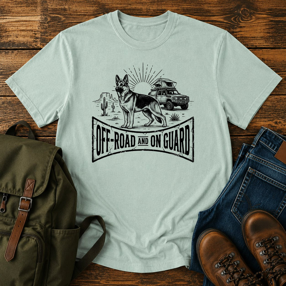 German Shepherd on guard slogan t-shirt design