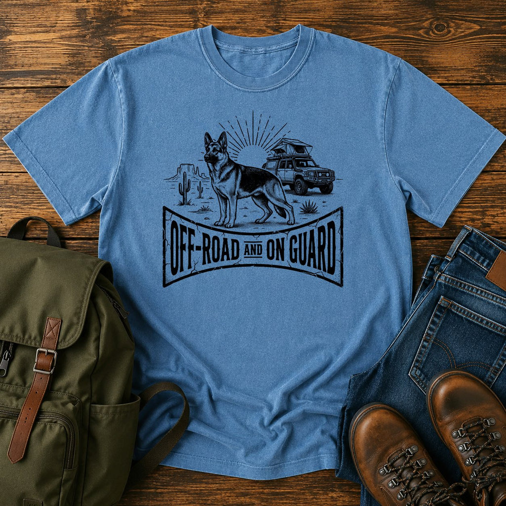 German Shepherd on guard slogan t-shirt design