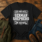 German Shepherd on patrol home guardian dog on a t-shirt design