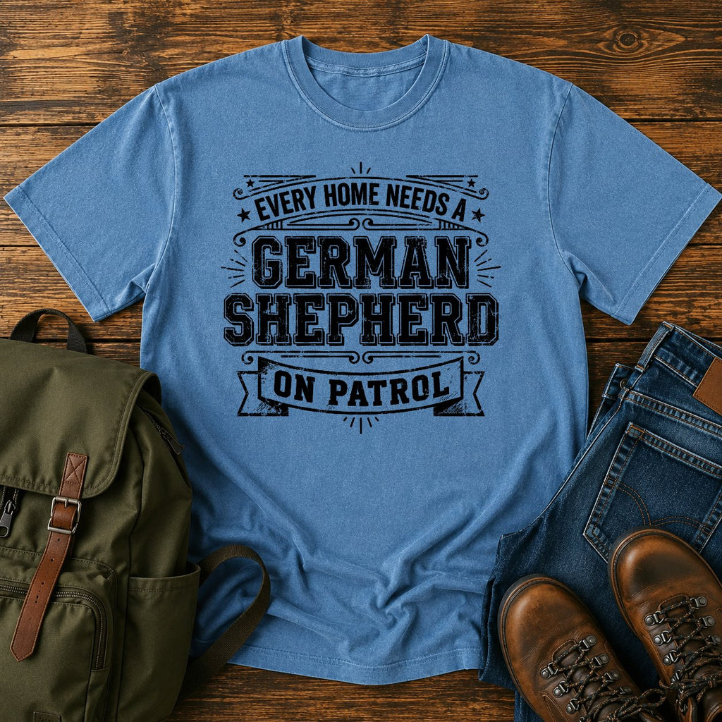 German Shepherd on patrol home guardian dog on a t-shirt design