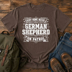 German Shepherd on patrol home guardian dog on a t-shirt design