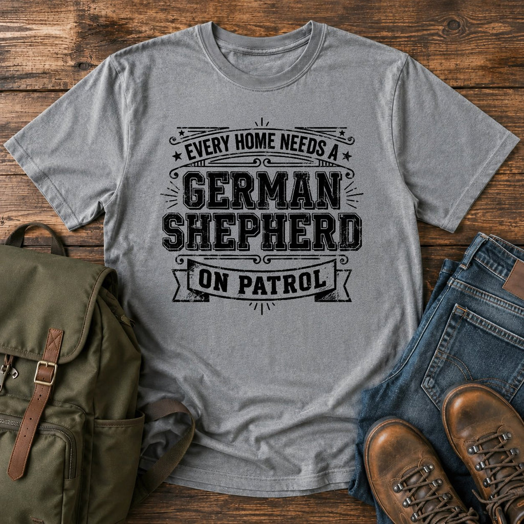 German Shepherd on patrol home guardian dog on a t-shirt design