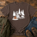 German Shepherd pine shadow camping dog on a t-shirt design