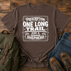 German Shepherd prescription trail t-shirt design with vintage medical typography