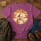 German Shepherd ranch sunset t-shirt design with a working dog fence-line scene