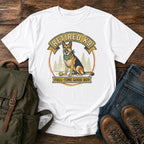 German Shepherd retired K9 t-shirt design with a proud good boy portrait
