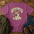 Funny German Shepherd sass t-shirt design with a grumbling dog portrait