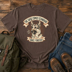 Funny German Shepherd sass t-shirt design with a grumbling dog portrait