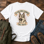 Funny German Shepherd sass t-shirt design with a grumbling dog portrait