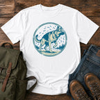 German Shepherd shake off t-shirt design with water droplets flying around the dog.