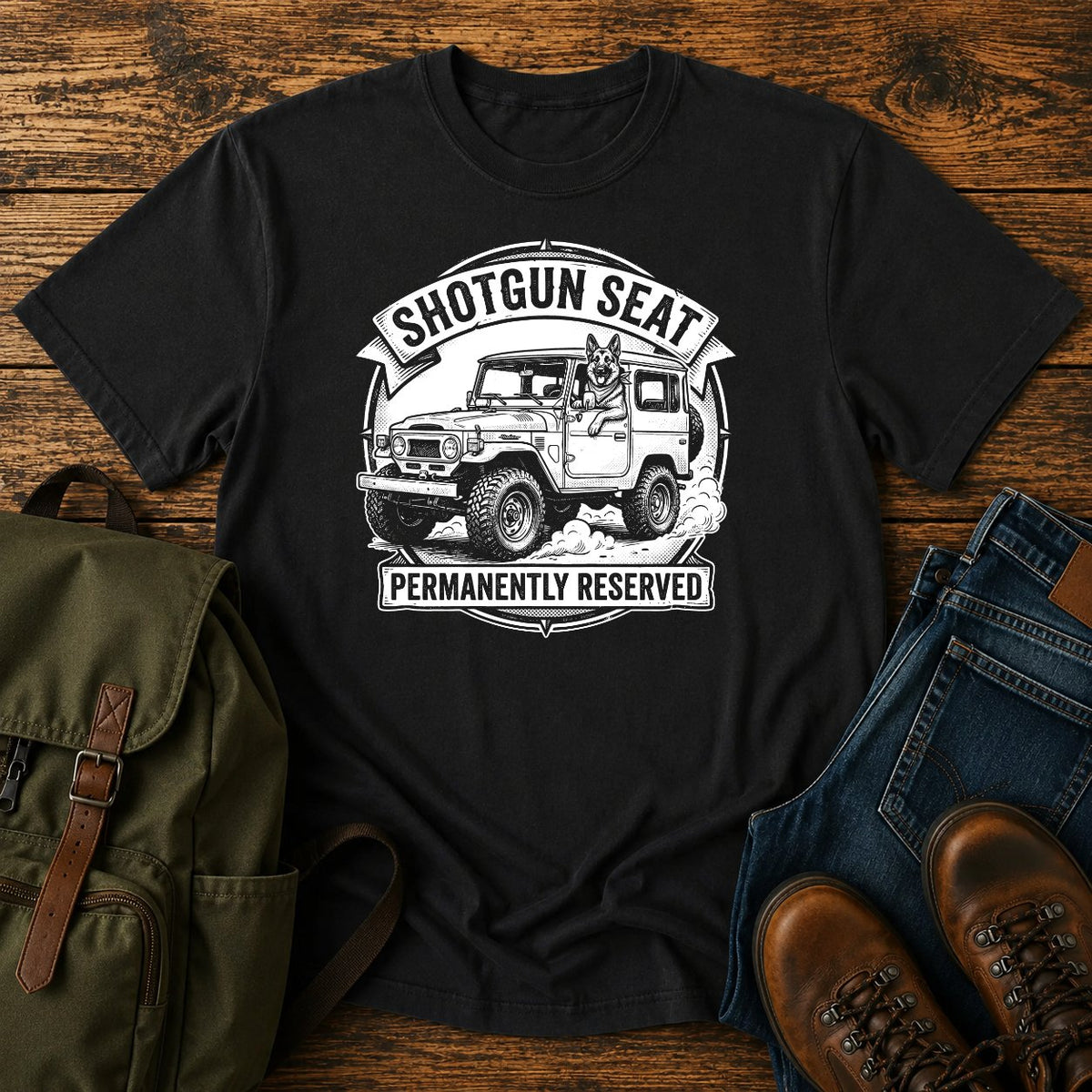 German Shepherd shotgun slogan t-shirt design