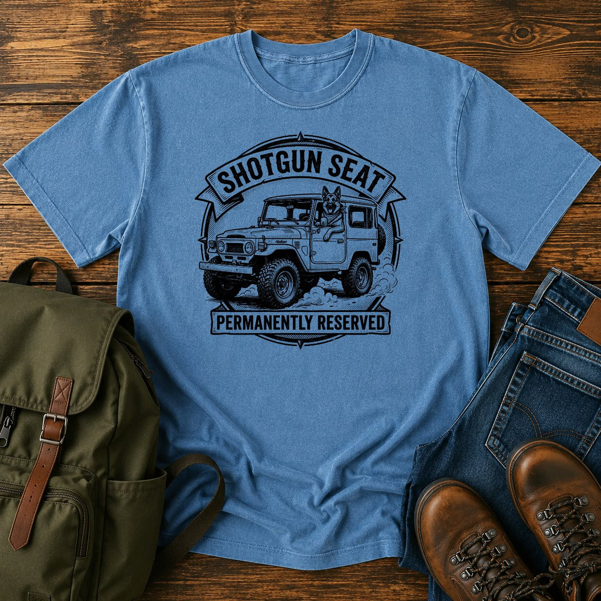 German Shepherd shotgun slogan t-shirt design