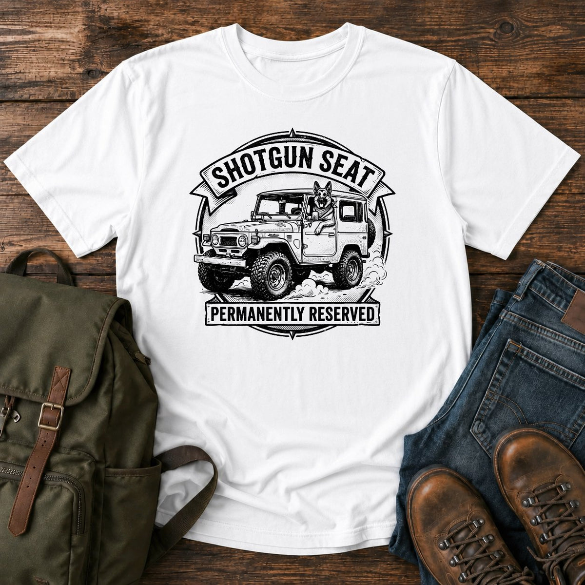 German Shepherd shotgun slogan t-shirt design