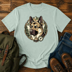 German Shepherd side eye t-shirt design with a judging dog portrait