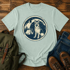 German Shepherd starry camping scene t-shirt design