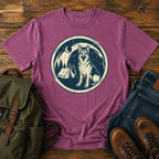 German Shepherd starry camping scene t-shirt design