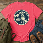 German Shepherd starry camping scene t-shirt design