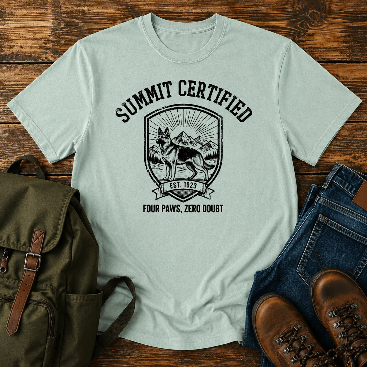 German Shepherd summit certified badge t-shirt design — "Summit Certified"