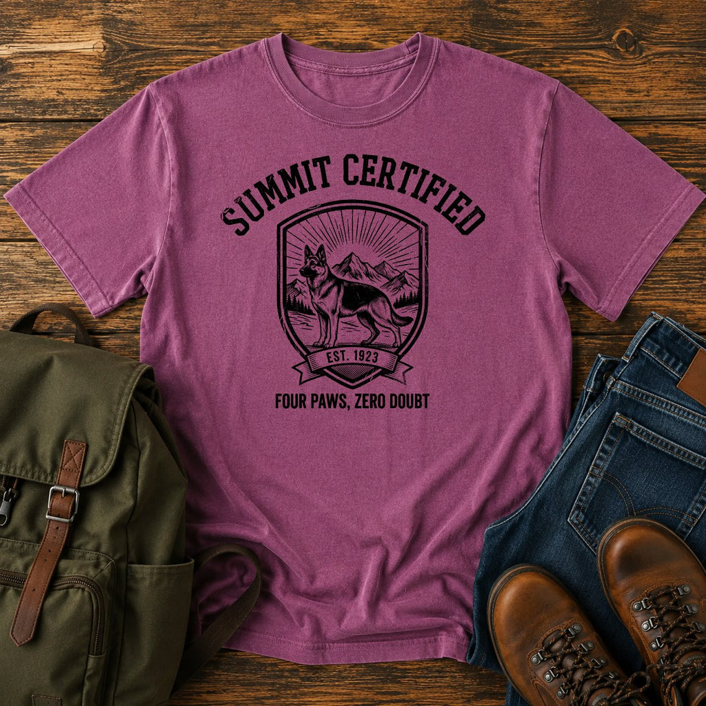 German Shepherd summit certified badge t-shirt design — "Summit Certified"