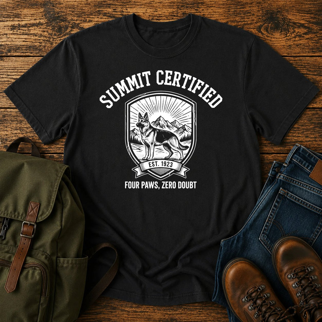 German Shepherd summit certified badge t-shirt design — "Summit Certified"