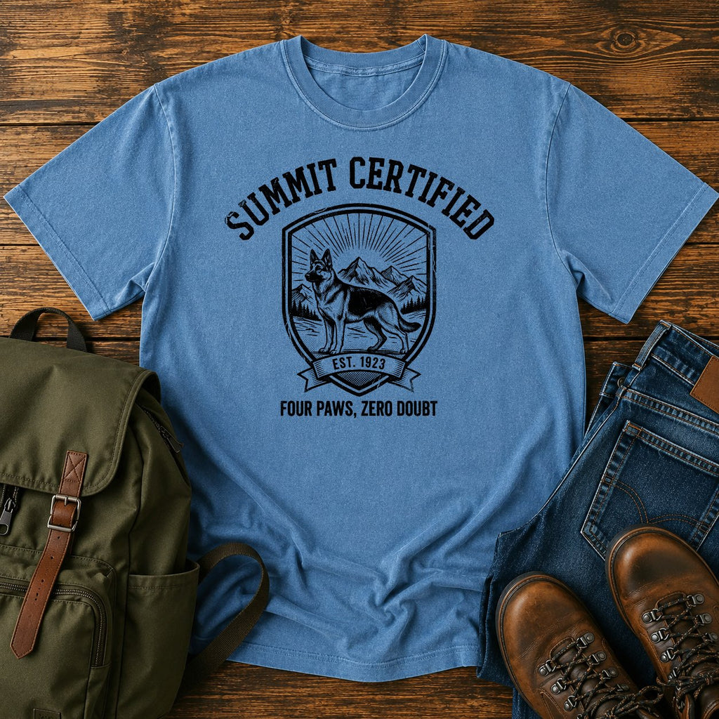 German Shepherd summit certified badge t-shirt design — "Summit Certified"