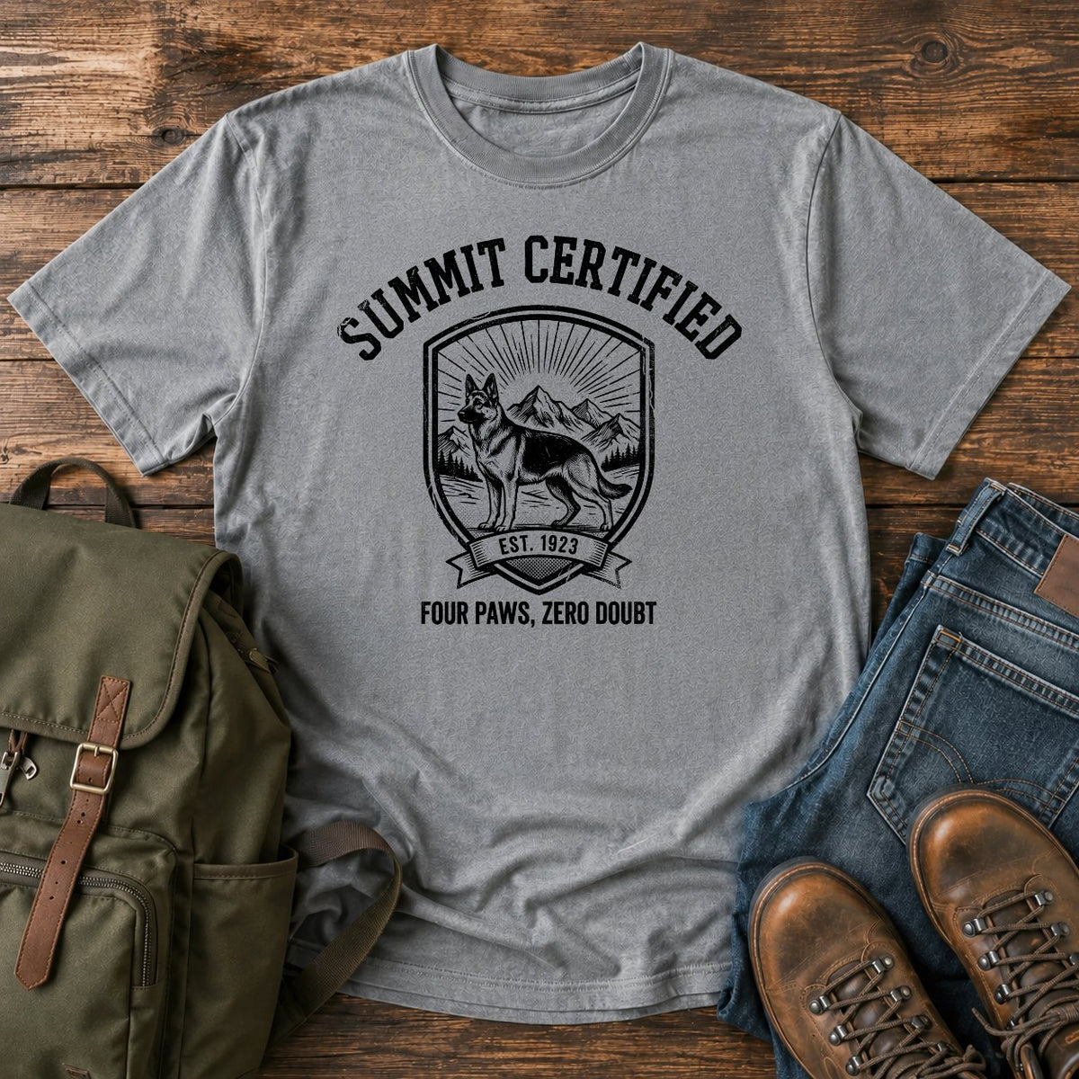 German Shepherd summit certified badge t-shirt design — "Summit Certified"