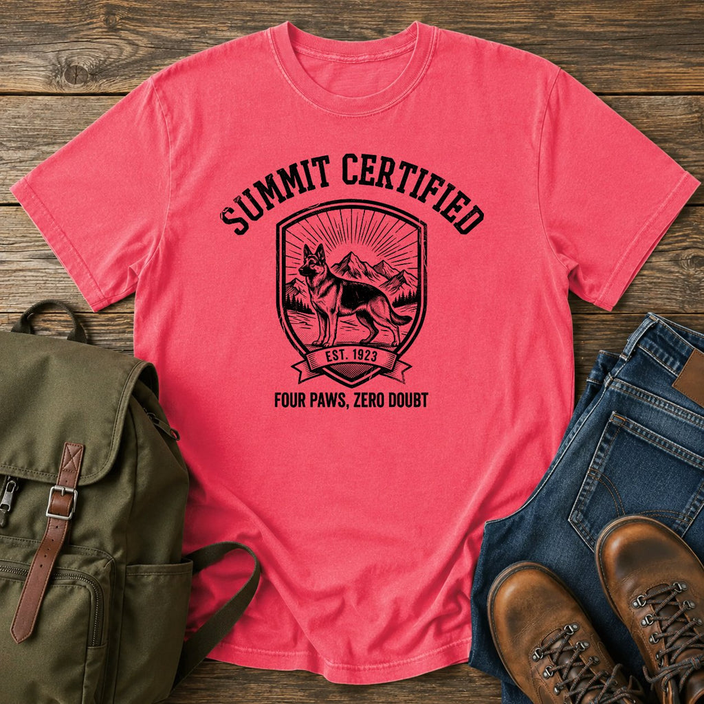 German Shepherd summit certified badge t-shirt design — "Summit Certified"