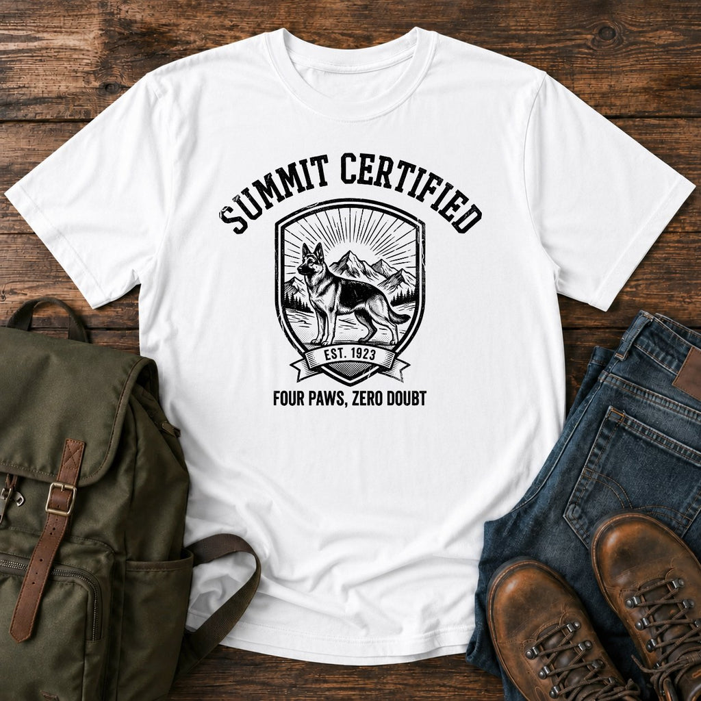 German Shepherd summit certified badge t-shirt design — "Summit Certified"