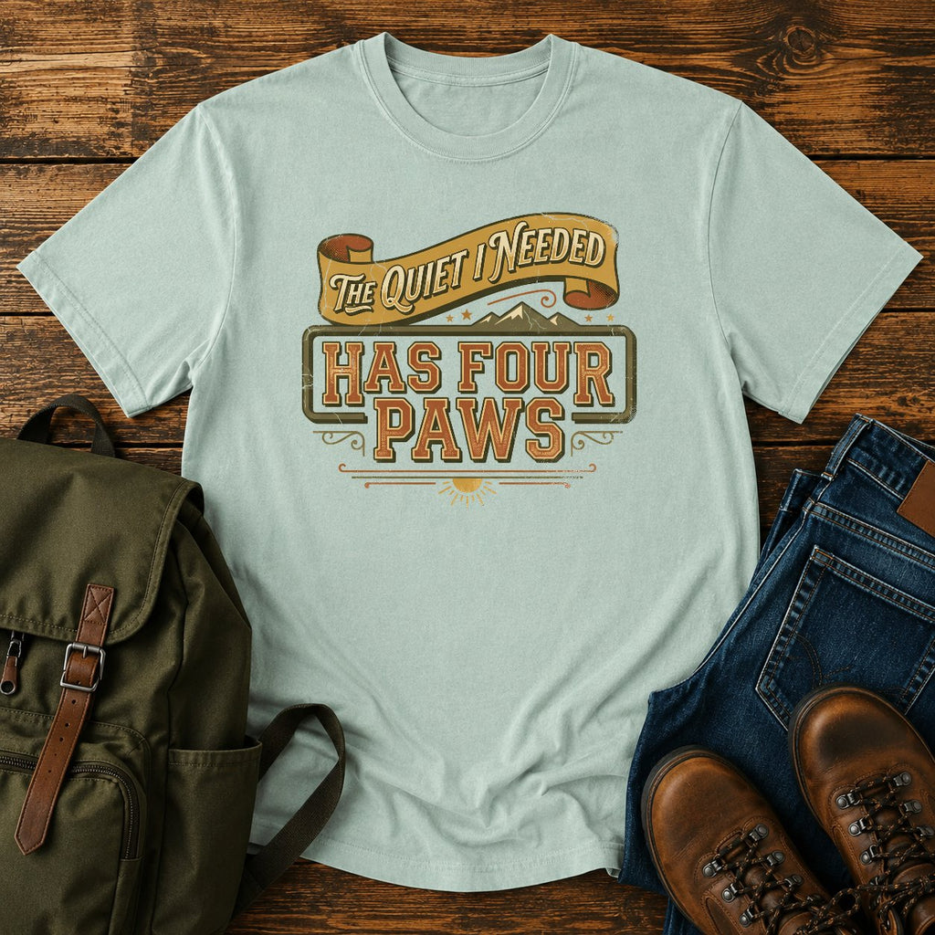 German Shepherd quiet typography t-shirt design — "The Quiet I Needed Has Four Paws"