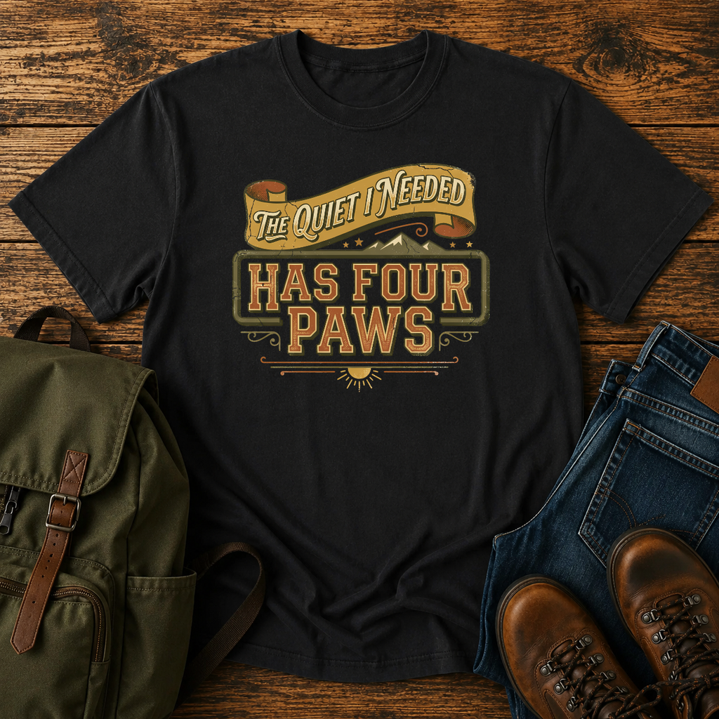 German Shepherd quiet typography t-shirt design — "The Quiet I Needed Has Four Paws"
