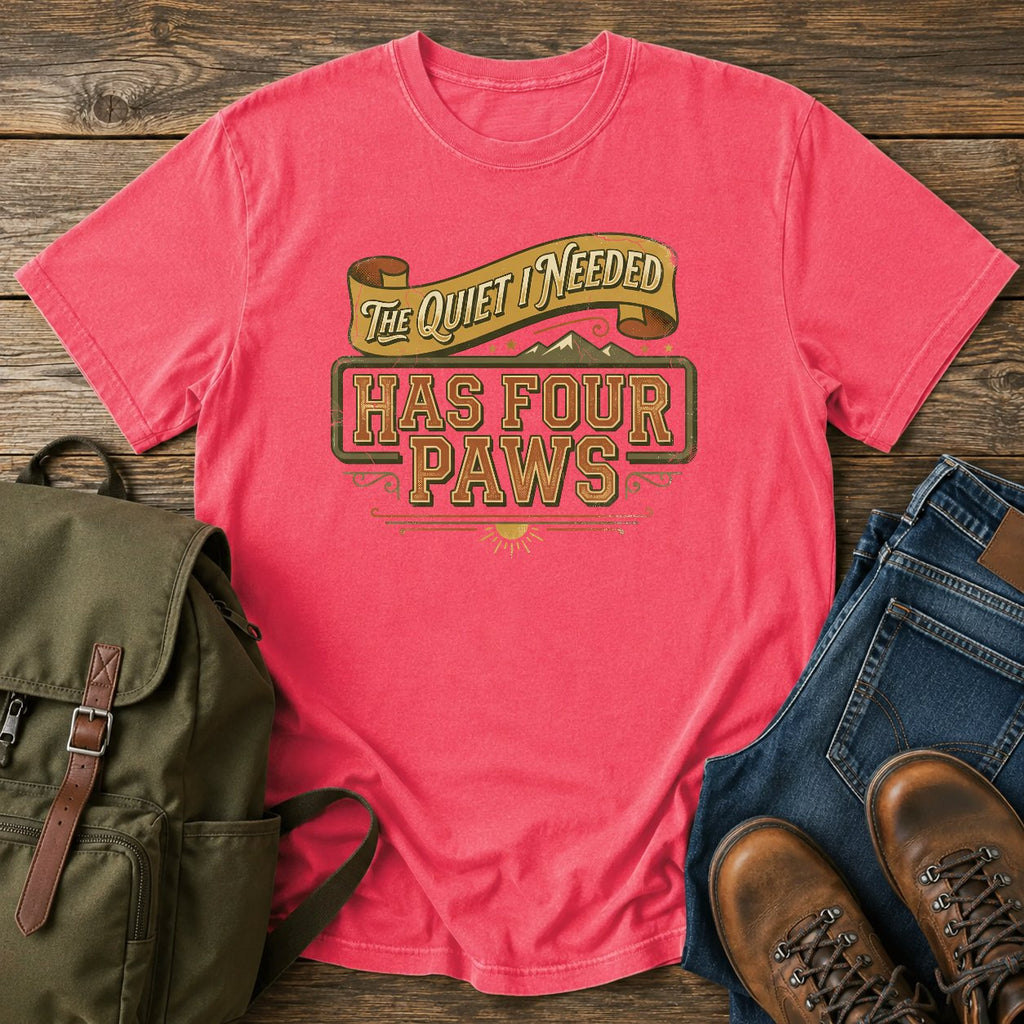 German Shepherd quiet typography t-shirt design — "The Quiet I Needed Has Four Paws"