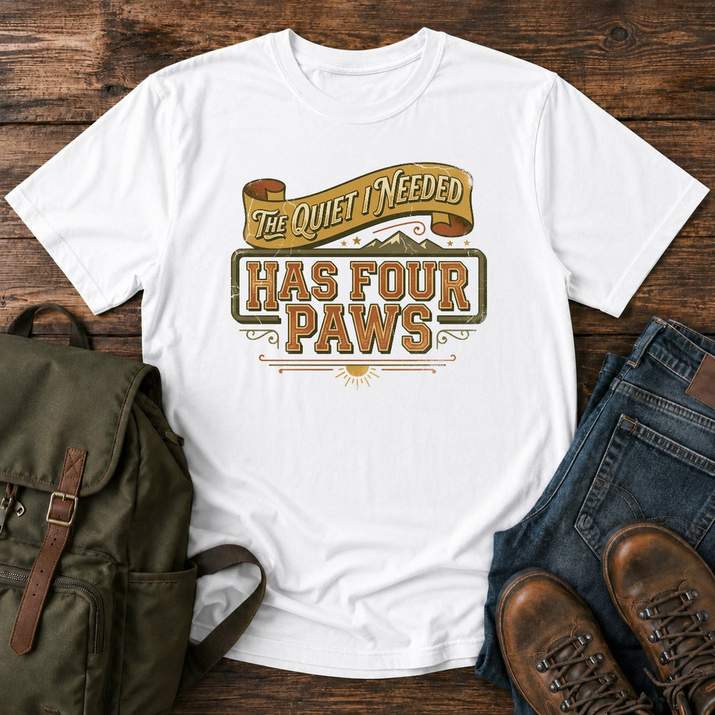 German Shepherd quiet typography t-shirt design — "The Quiet I Needed Has Four Paws"