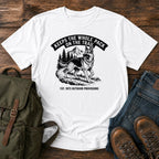 German Shepherd pack herder trail scene t-shirt design — "Keeps The Whole Pack On The Trail"