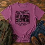 German Shepherd typography t-shirt design — will hike typography, "Will Hike For My German Shepherd"