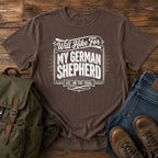 German Shepherd typography t-shirt design — will hike typography, "Will Hike For My German Shepherd"